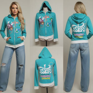 Rare Vintage Mighty Fine Foster's Home for Imaginary Friends Teal Graphic Hoodie